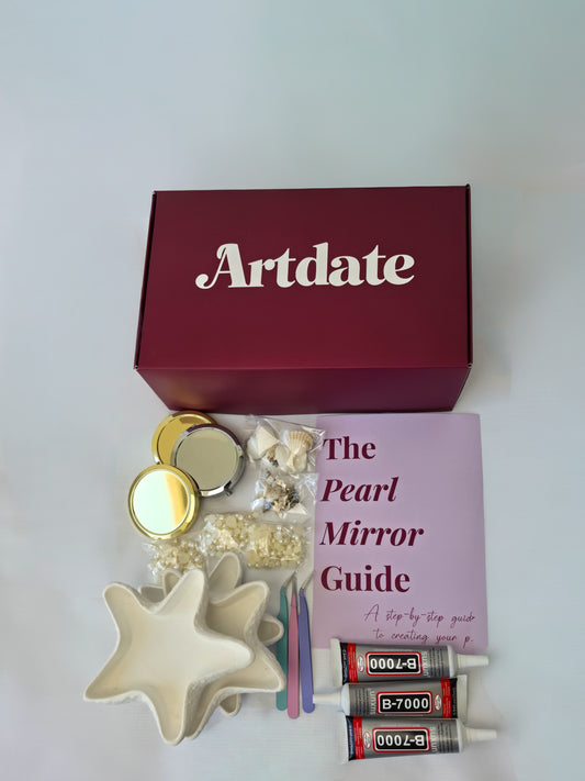 DIY pearl and shells mirror decorating kit